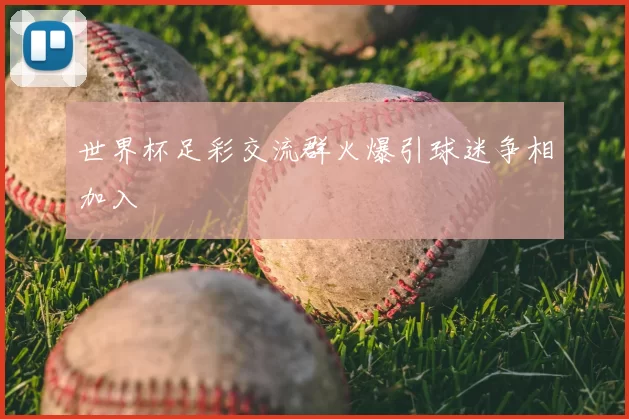 世界杯足彩交流群火爆引球迷争相加入